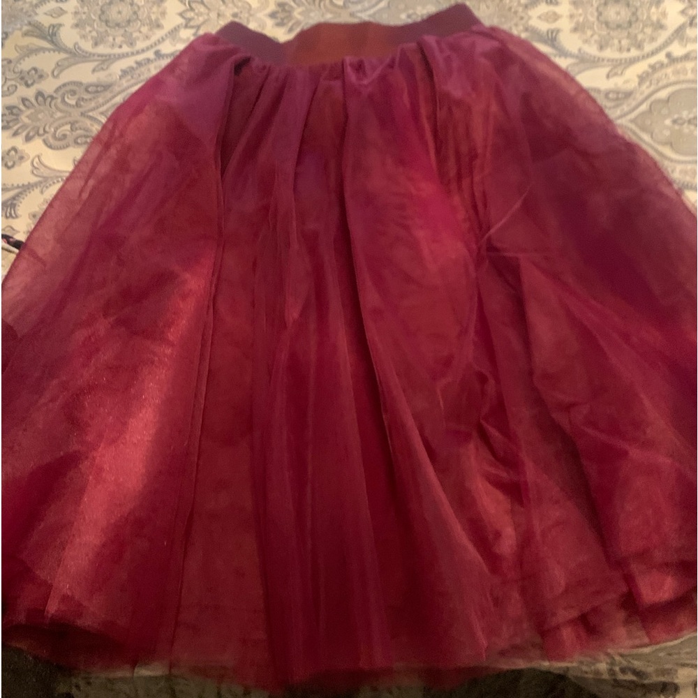 Windsor - Burgundy Tea Length Tulle Skirt, Size L